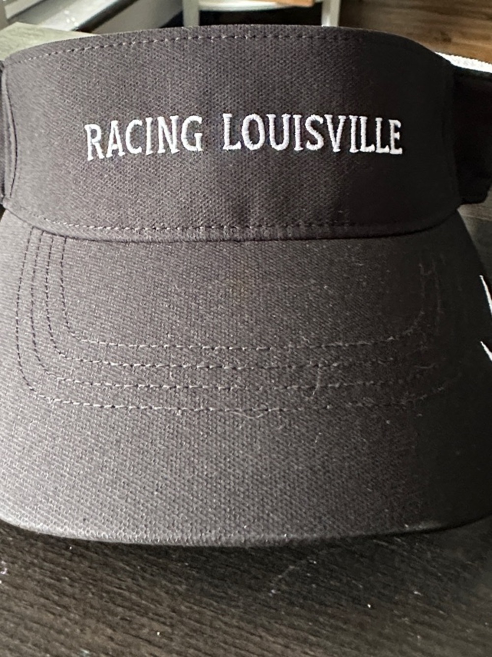 Nike Black Visor with Racing Louisville in White Embroidery